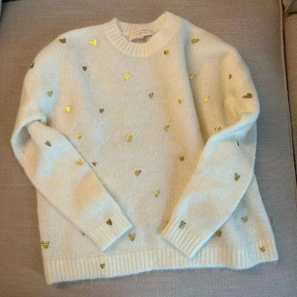 Sezane Cinta Jumper XSmall Sweaters Golden Heart Ecru Cream Ivory French Knit - Picture 6 of 10